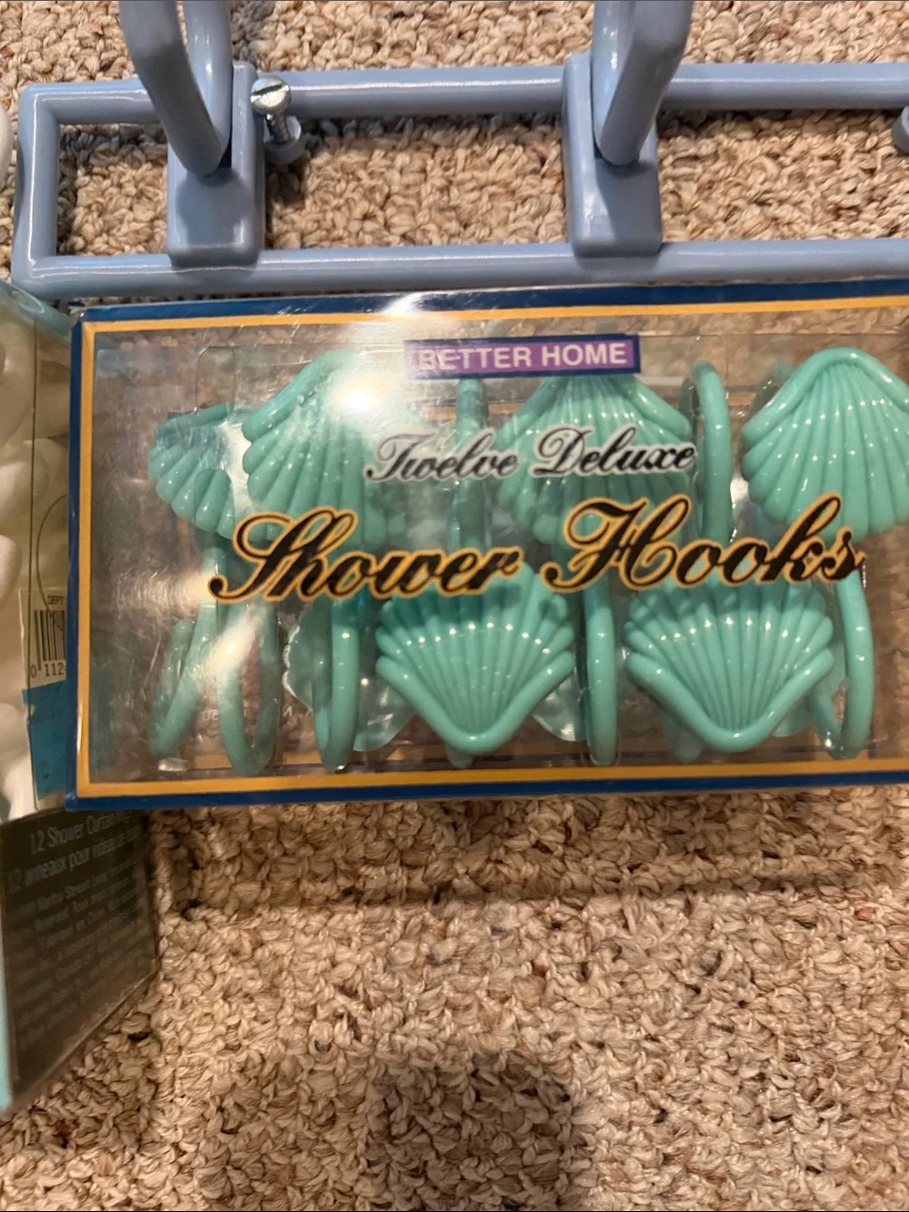 Better Homes And Gardens Light Blue Hook Rack with Teal Shell Shower Hooks